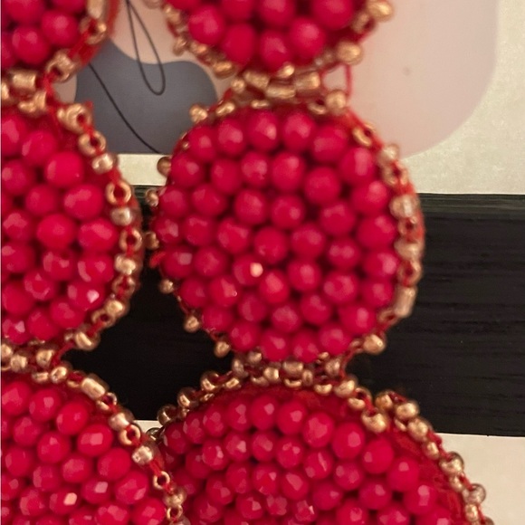 Red beaded earrings. - Picture 3 of 3